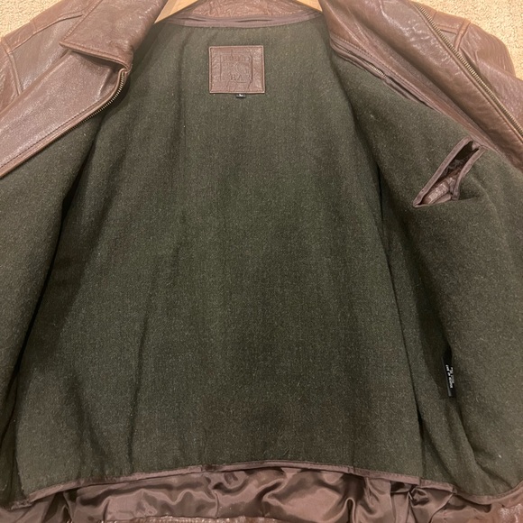 Men's Classic Brown 100% Leather Bomber Jacket - Picture 5 of 17